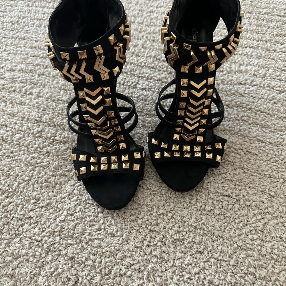 Charlotte Russe Black and Gold Studded Heels
